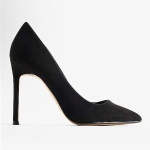 Express black faux suede pumps